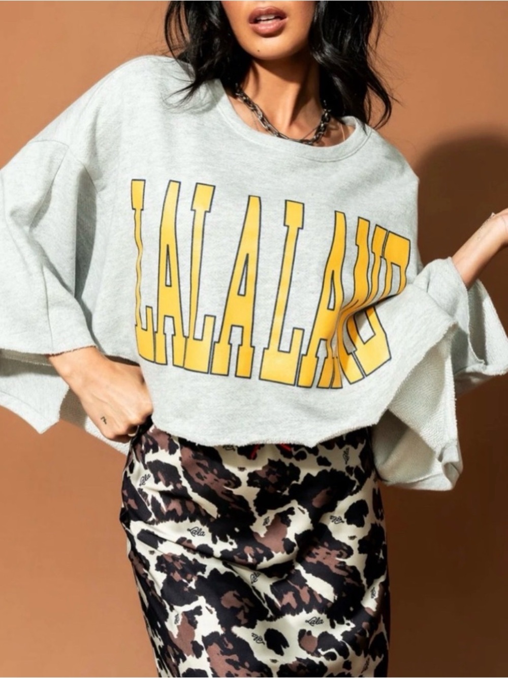 Dressed in Lala Lalaland Cropped 2X/3X Crewneck Oversized Raw Edge Sweatshirt